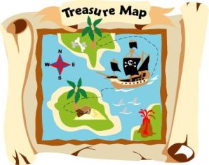 Pirate Map mural with scrolled edges